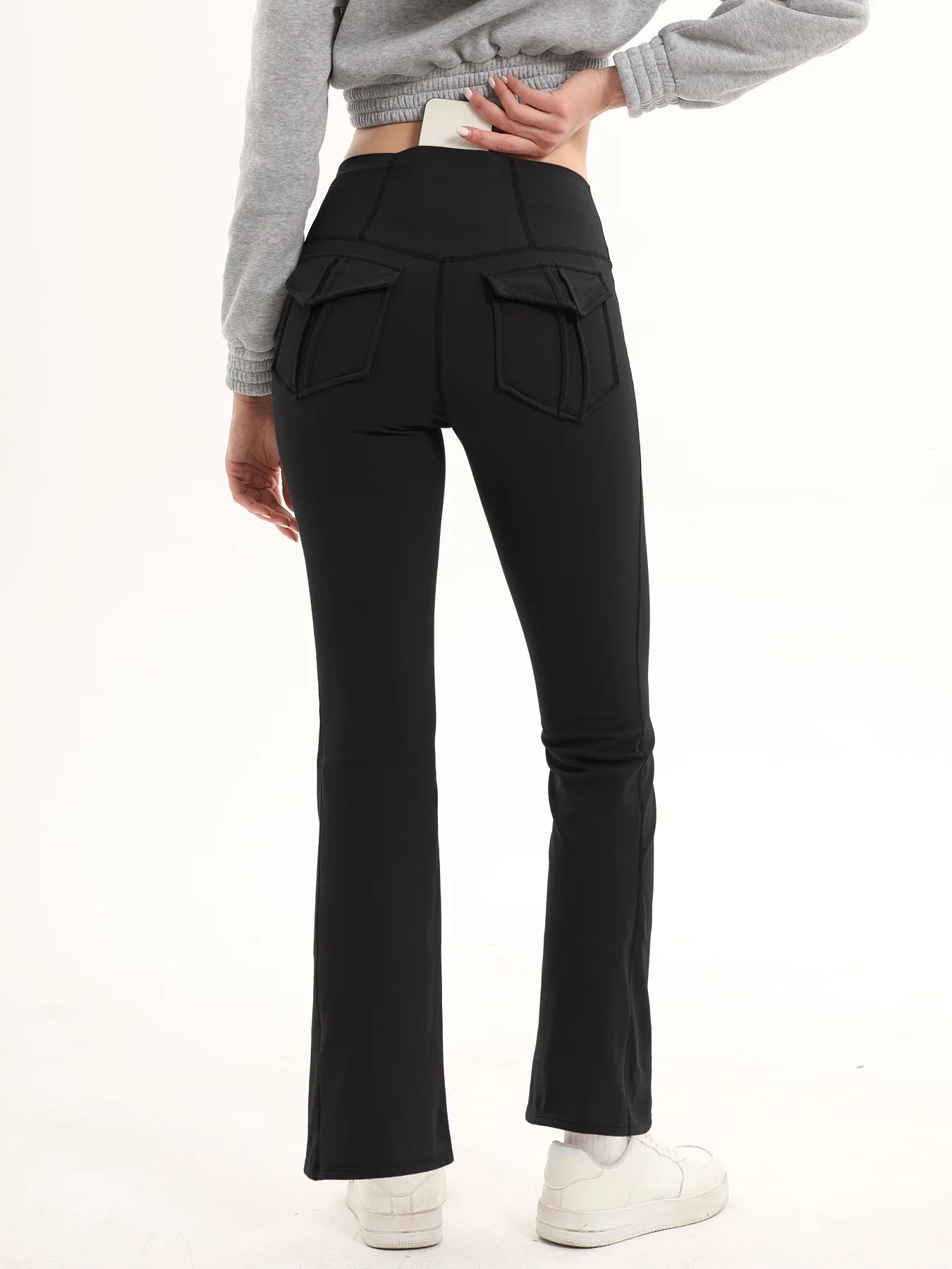 Women's High Waisted Flared Yoga Pants with Pockets Tummy Control Bootcut Leggings for Gym Fitness Casual Wear