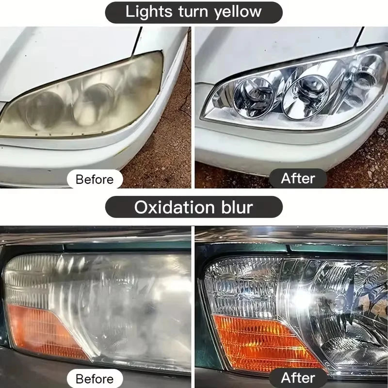 🚗✨ Car Headlight Restoration Kit – Scratch Remover & Oxidation Cleaner Polish for Clear Headlamps