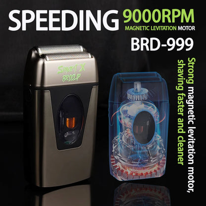 ✂️⚡ BRDCLIP BRD-999 Professional Foil Shaver – 9000RPM Magnetic Motor Beard Trimmer & Hair Clipper