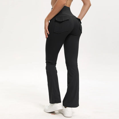 Women's High Waisted Flared Yoga Pants with Pockets Tummy Control Bootcut Leggings for Gym Fitness Casual Wear