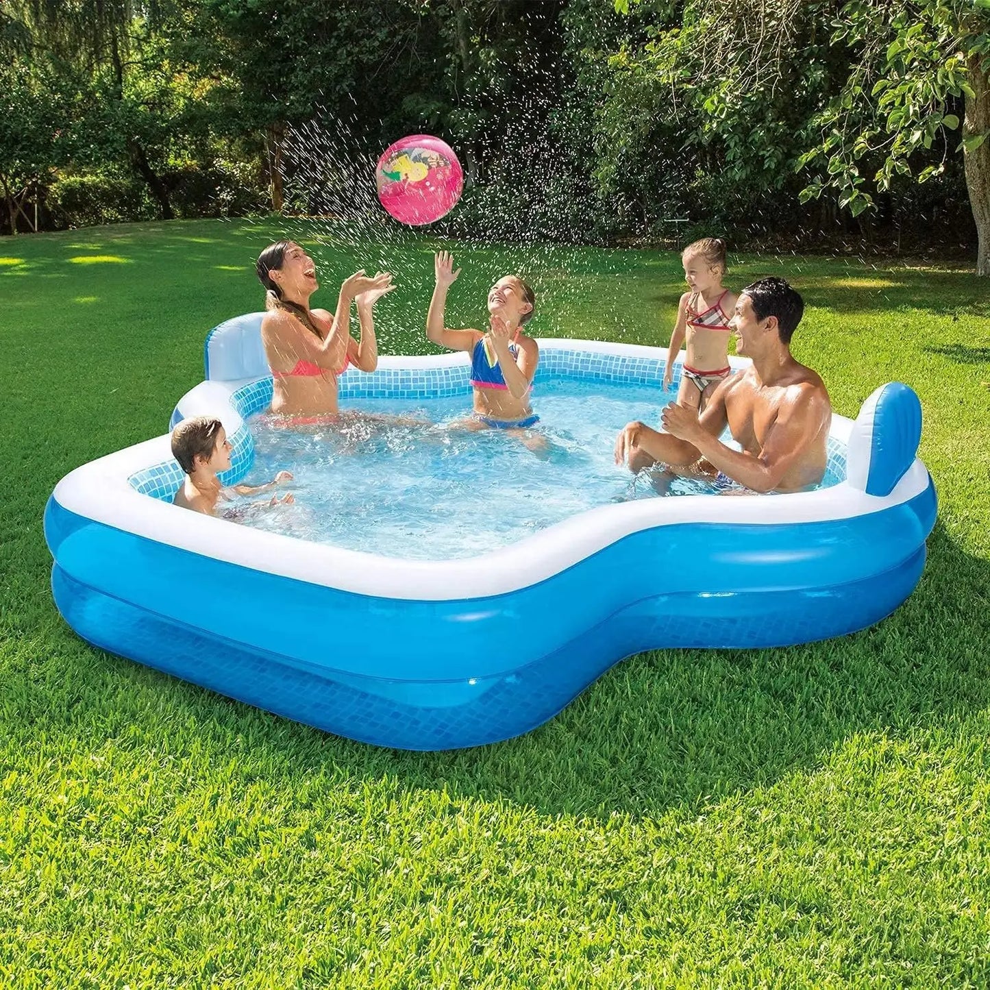 💦 LAST DAY 40% OFF 💦 10FT Family Pool with Seats 🏖️ 🛋️ 2 Inflatable Backrest Seats | Relax & Chill at Home ☀️