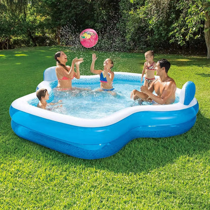 💦 LAST DAY 40% OFF 💦 10FT Family Pool with Seats 🏖️ 🛋️ 2 Inflatable Backrest Seats | Relax & Chill at Home ☀️