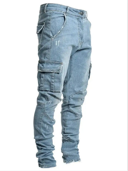 👖🔥 New Men’s Cargo Jeans – Multi Pocket Washed Denim Casual Pants for Daily Wear
