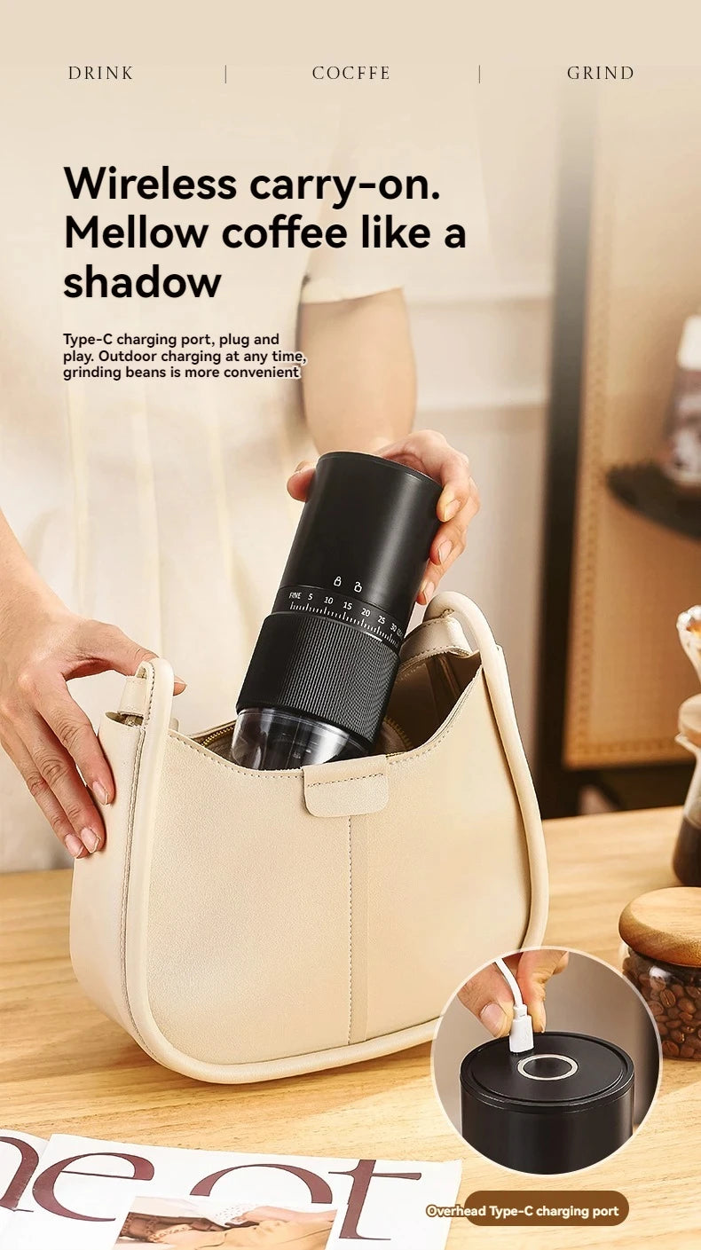 ☕⚡ Portable Electric & Manual Coffee Bean Grinder – 30 Gear Adjustable Rechargeable Coffee Grinder
