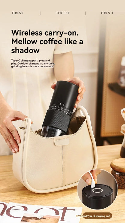☕⚡ Portable Electric & Manual Coffee Bean Grinder – 30 Gear Adjustable Rechargeable Coffee Grinder