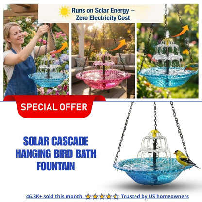 ✨Special Offer Today Only! 🐦 Solar Cascade Hanging Bird Bath Fountain