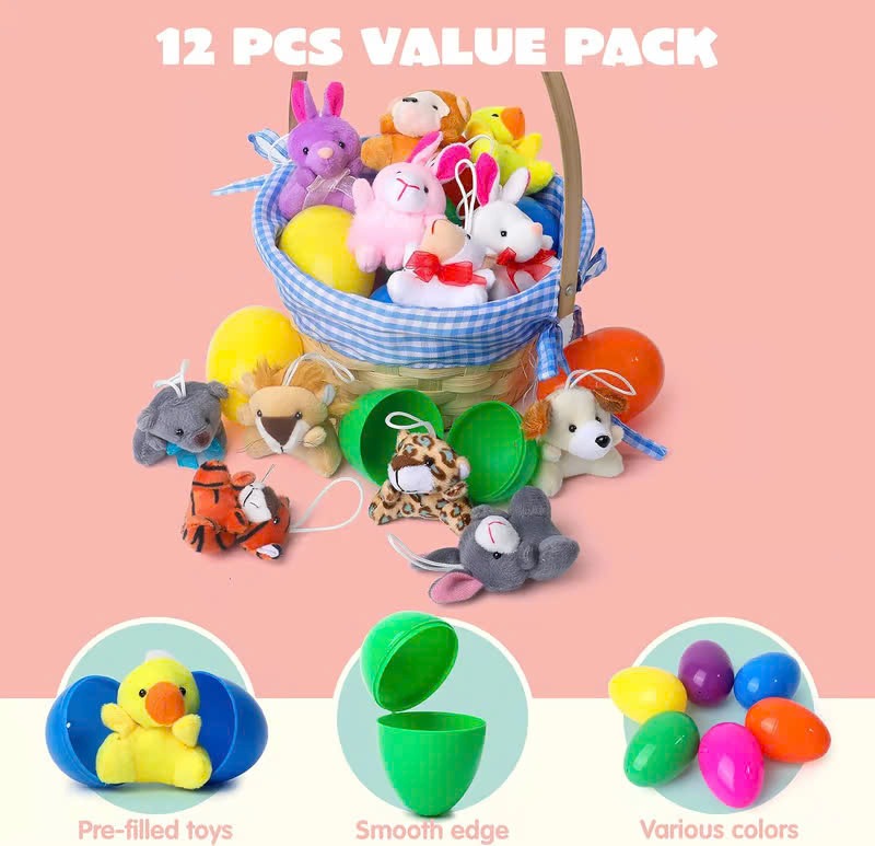 12/24/36 Pre-Loaded Easter Eggs – Inside Are Cute Stuffed Animals