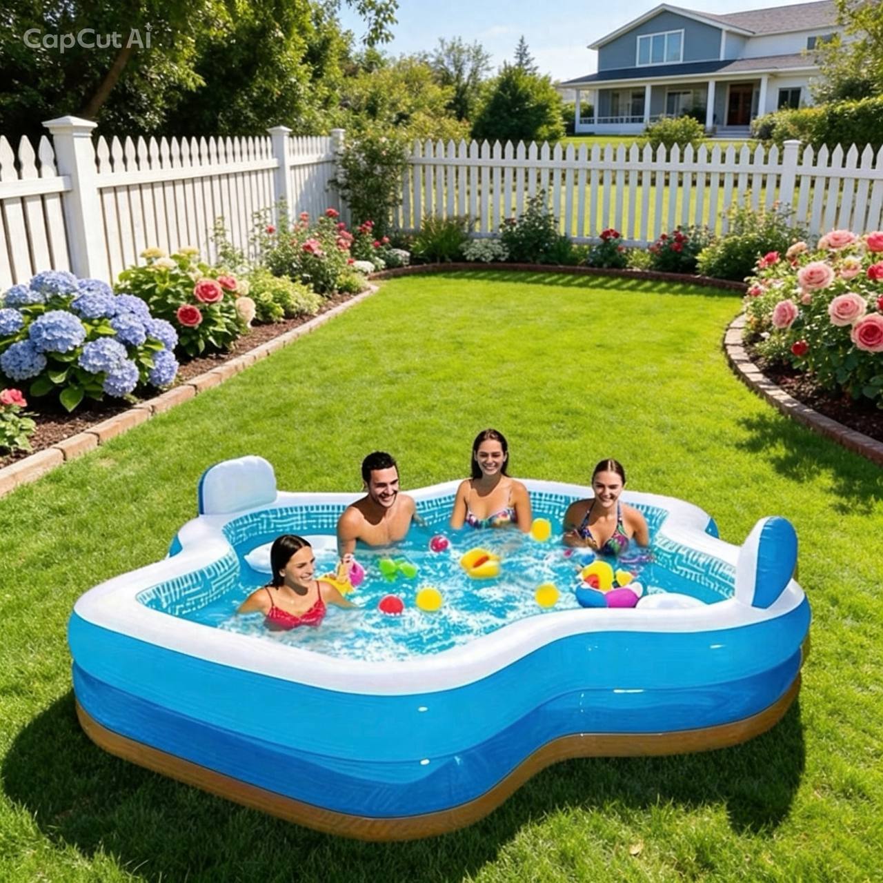 💦 LAST DAY 40% OFF 💦 10FT Family Pool with Seats 🏖️ 🛋️ 2 Inflatable Backrest Seats | Relax & Chill at Home ☀️
